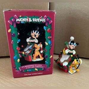 Vintage Disney Enesco Treasury of Christmas ornament - Mickey Mouse & Pluto